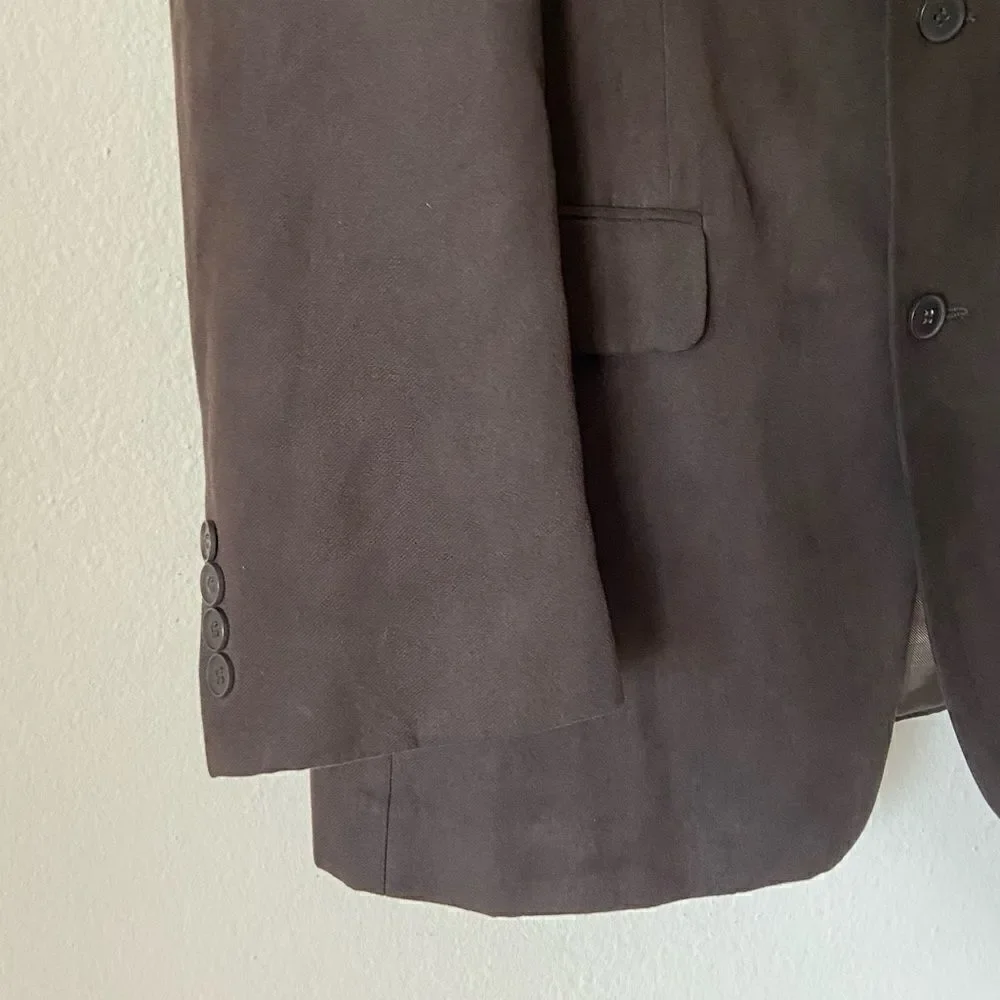 Apt 9 Notch Suede Brown Blazer Collar Faux Size 44L